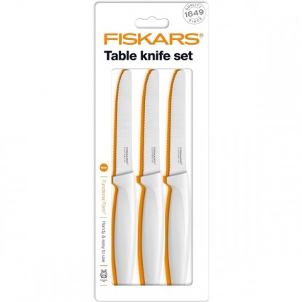 Fiskars Table Knife Set - 3 Coltelli Tavola Bianco