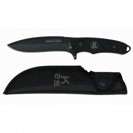 K25 Knife Black Red Stripe Fixed Blade - 31873